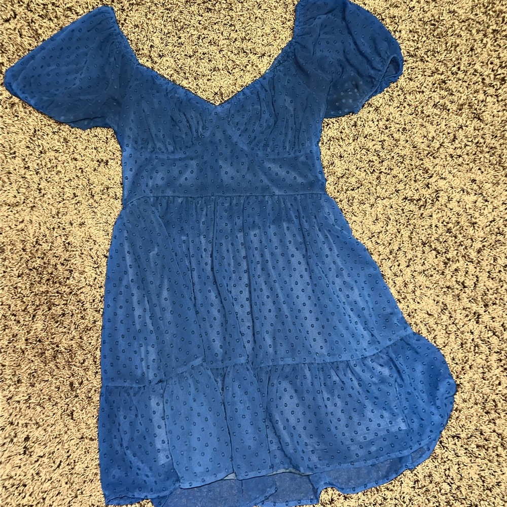 Francesca's Collections Blue Eyelet Dress
